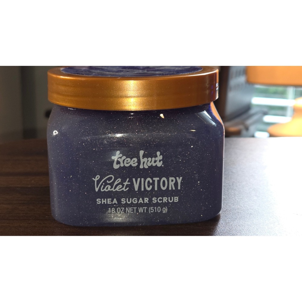 Tree Hut Violet Victory Shea Sugar Scrub 18 oz Body Exfoliator Purple Shimmer